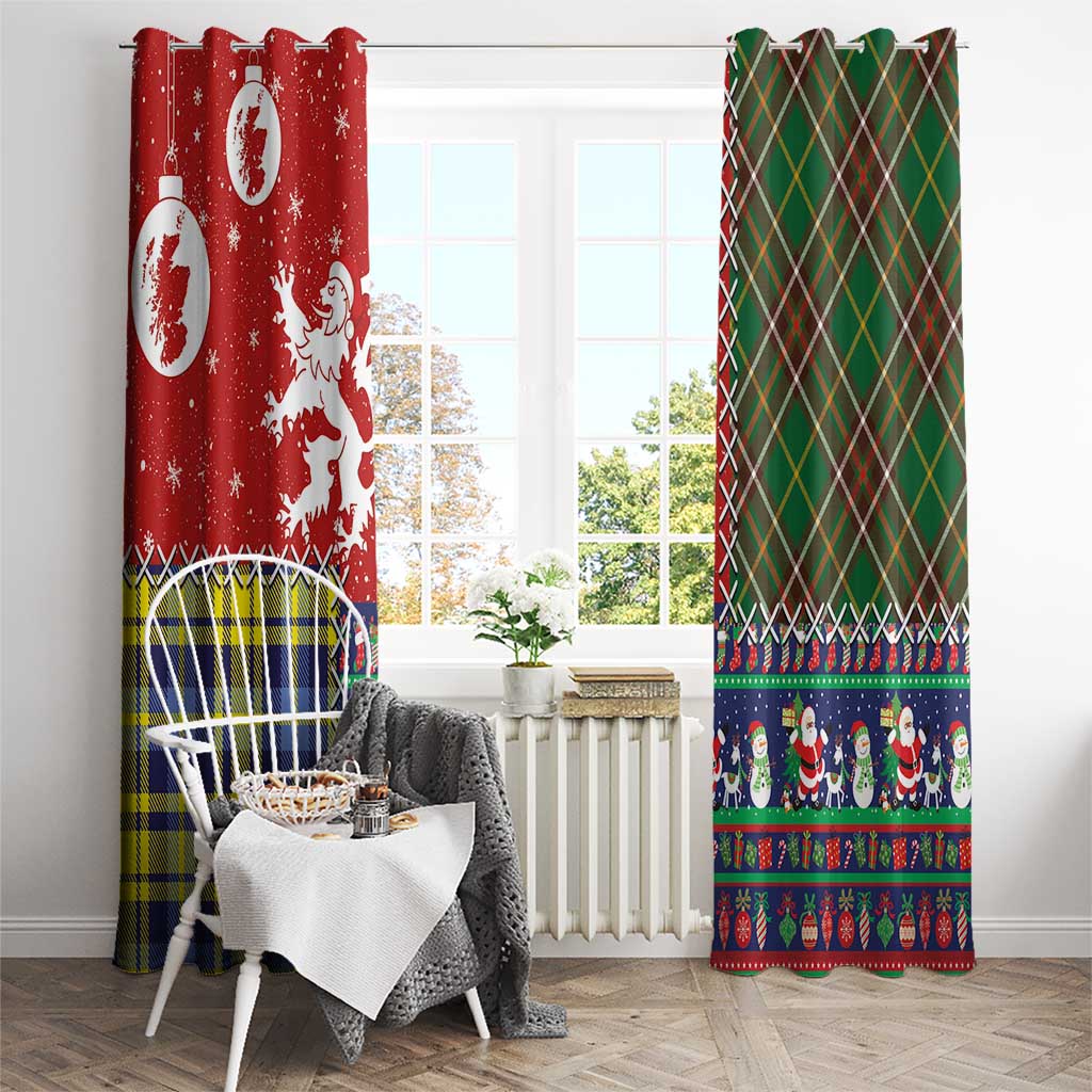 Scottish Christmas Window Curtain Scotland Lion and Xmas Elements Patch Style - Wonder Print Shop