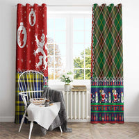 Scottish Christmas Window Curtain Scotland Lion and Xmas Elements Patch Style - Wonder Print Shop