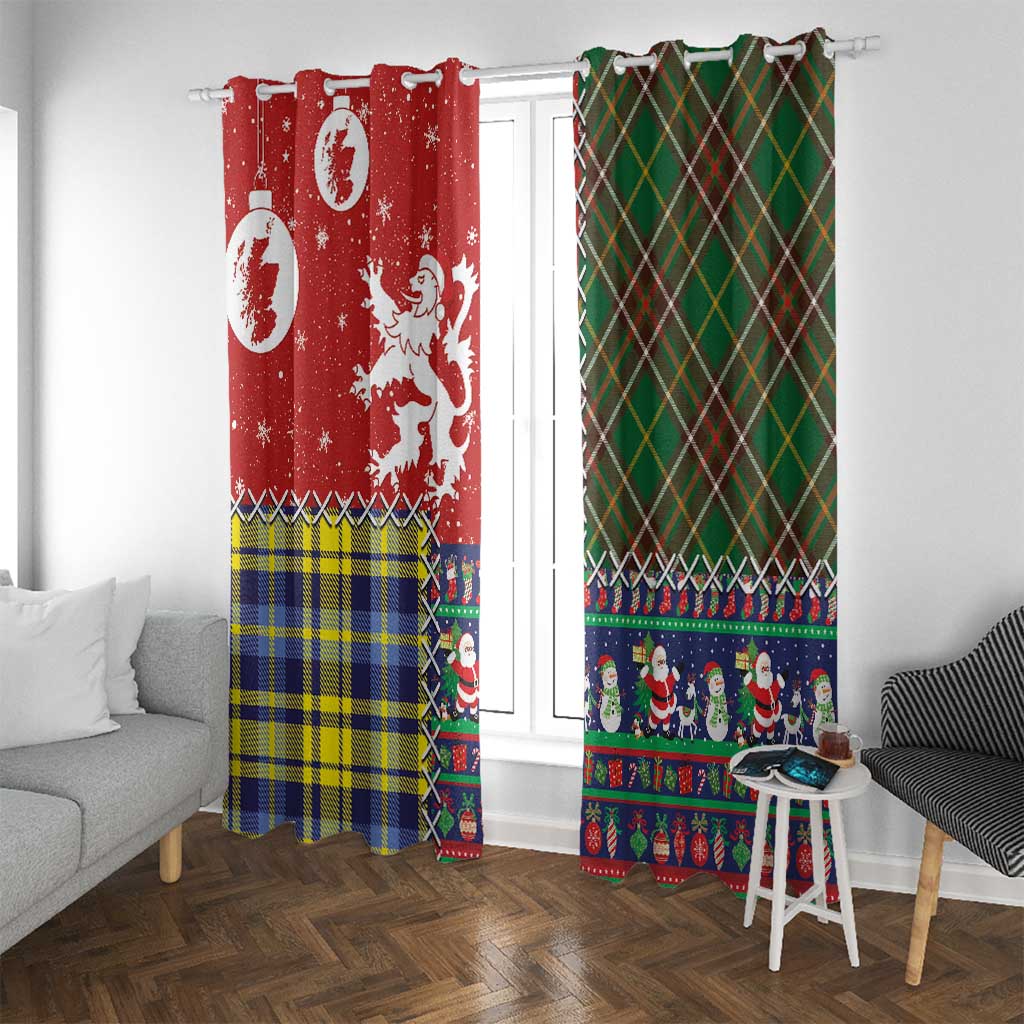 Scottish Christmas Window Curtain Scotland Lion and Xmas Elements Patch Style - Wonder Print Shop