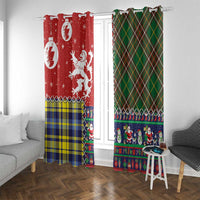 Scottish Christmas Window Curtain Scotland Lion and Xmas Elements Patch Style - Wonder Print Shop