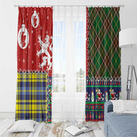 Scottish Christmas Window Curtain Scotland Lion and Xmas Elements Patch Style - Wonder Print Shop