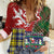 Scottish Christmas Women Casual Shirt Scotland Lion and Xmas Elements Patch Style - Wonder Print Shop