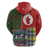 Scottish Christmas Zip Hoodie Scotland Lion and Xmas Elements Patch Style - Wonder Print Shop