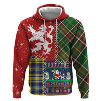 Scottish Christmas Zip Hoodie Scotland Lion and Xmas Elements Patch Style - Wonder Print Shop