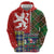 Scottish Christmas Zip Hoodie Scotland Lion and Xmas Elements Patch Style - Wonder Print Shop