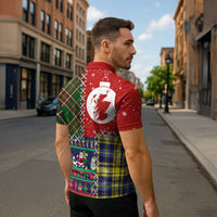 Scottish Christmas Zipper Polo Shirt Scotland Lion and Xmas Elements Patch Style - Wonder Print Shop