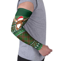 Scottish Christmas Arm Sleeves Highland Cattle-Xmas Tartan Stripes Style Green Color - Wonder Print Shop