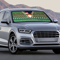 Scottish Christmas Auto Sun Shade Highland Cattle-Xmas Tartan Stripes Style Green Color - Wonder Print Shop