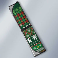 Scottish Christmas Auto Sun Shade Highland Cattle-Xmas Tartan Stripes Style Green Color - Wonder Print Shop
