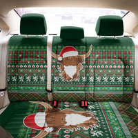 Scottish Christmas Back Car Seat Cover Highland Cattle-Xmas Tartan Stripes Style Green Color - Wonder Print Shop