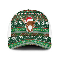 Scottish Christmas Baseball Net Cap Highland Cattle-Xmas Tartan Stripes Style Green Color - Wonder Print Shop