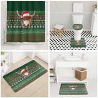 Scottish Christmas Bathroom Set Highland Cattle-Xmas Tartan Stripes Style Green Color - Wonder Print Shop