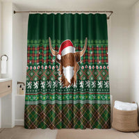 Scottish Christmas Bathroom Set Highland Cattle-Xmas Tartan Stripes Style Green Color - Wonder Print Shop