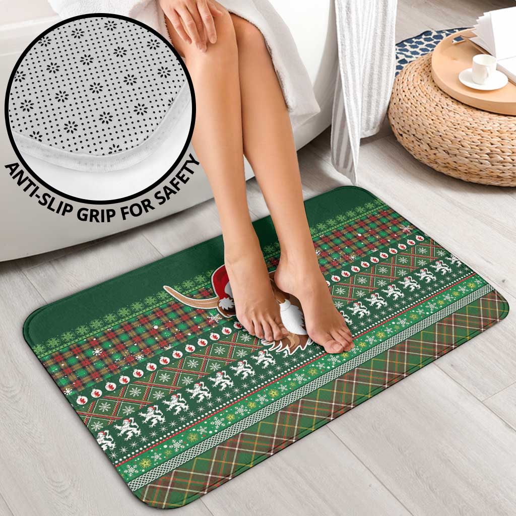 Scottish Christmas Bathroom Set Highland Cattle-Xmas Tartan Stripes Style Green Color - Wonder Print Shop