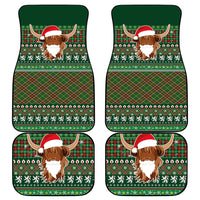Scottish Christmas Car Mats Highland Cattle-Xmas Tartan Stripes Style Green Color - Wonder Print Shop