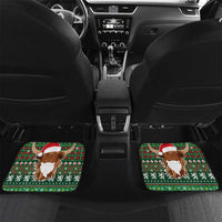 Scottish Christmas Car Mats Highland Cattle-Xmas Tartan Stripes Style Green Color - Wonder Print Shop