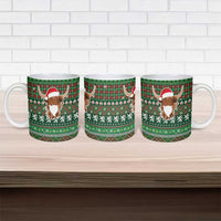 Scottish Christmas Ceramic Mug Highland Cattle-Xmas Tartan Stripes Style Green Color - Wonder Print Shop
