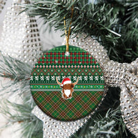 Scottish Christmas Ceramic Ornament Highland Cattle-Xmas Tartan Stripes Style Green Color - Wonder Print Shop