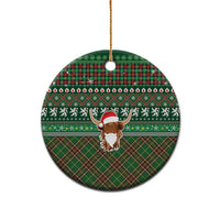 Scottish Christmas Ceramic Ornament Highland Cattle-Xmas Tartan Stripes Style Green Color - Wonder Print Shop