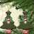 Scottish Christmas Ceramic Ornament Highland Cattle-Xmas Tartan Stripes Style Green Color - Wonder Print Shop