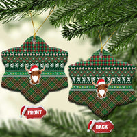 Scottish Christmas Ceramic Ornament Highland Cattle-Xmas Tartan Stripes Style Green Color - Wonder Print Shop
