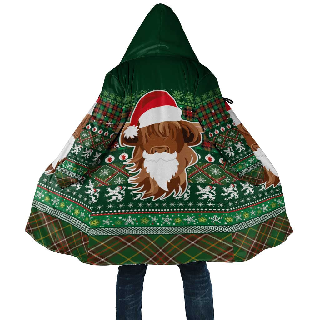Scottish Christmas Cloak Highland Cattle-Xmas Tartan Stripes Style Green Color - Wonder Print Shop