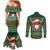 Scottish Christmas Couples Matching Mermaid Dress and Long Sleeve Button Shirt Highland Cattle-Xmas Tartan Stripes Style Green Color - Wonder Print Shop