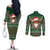 Scottish Christmas Couples Matching Off The Shoulder Long Sleeve Dress and Long Sleeve Button Shirt Highland Cattle-Xmas Tartan Stripes Style Green Color - Wonder Print Shop