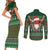 Scottish Christmas Couples Matching Short Sleeve Bodycon Dress and Long Sleeve Button Shirt Highland Cattle-Xmas Tartan Stripes Style Green Color - Wonder Print Shop