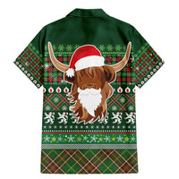 Scottish Christmas Family Matching Mermaid Dress and Hawaiian Shirt Highland Cattle-Xmas Tartan Stripes Style Green Color - Wonder Print Shop