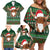 Scottish Christmas Family Matching Off Shoulder Short Dress and Hawaiian Shirt Highland Cattle-Xmas Tartan Stripes Style Green Color - Wonder Print Shop