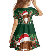 Scottish Christmas Family Matching Puletasi and Hawaiian Shirt Highland Cattle-Xmas Tartan Stripes Style Green Color - Wonder Print Shop