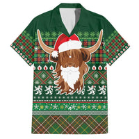 Scottish Christmas Family Matching Puletasi and Hawaiian Shirt Highland Cattle-Xmas Tartan Stripes Style Green Color - Wonder Print Shop