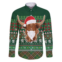 Scottish Christmas Family Matching Puletasi and Hawaiian Shirt Highland Cattle-Xmas Tartan Stripes Style Green Color - Wonder Print Shop