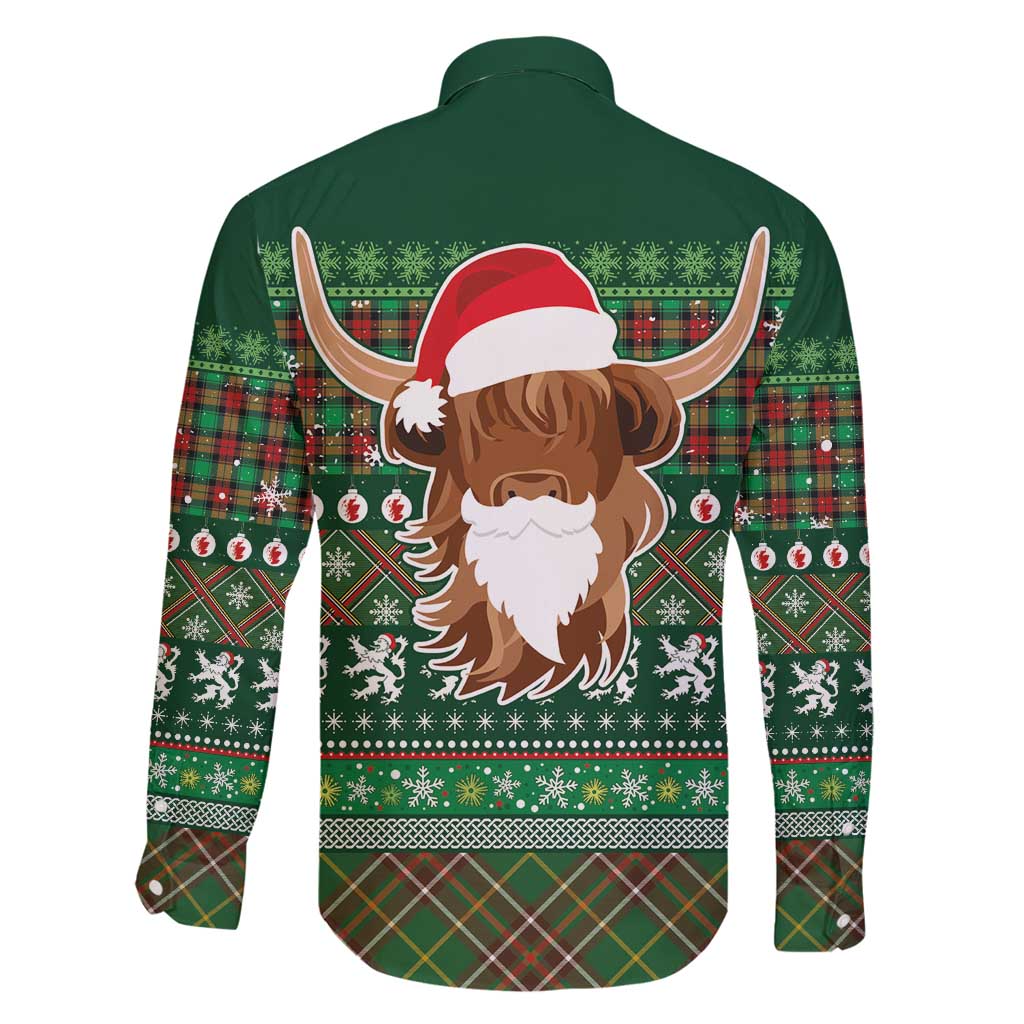 Scottish Christmas Family Matching Puletasi and Hawaiian Shirt Highland Cattle-Xmas Tartan Stripes Style Green Color - Wonder Print Shop