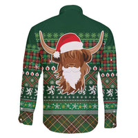 Scottish Christmas Family Matching Puletasi and Hawaiian Shirt Highland Cattle-Xmas Tartan Stripes Style Green Color - Wonder Print Shop