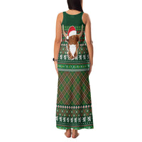 Scottish Christmas Family Matching Tank Maxi Dress and Hawaiian Shirt Highland Cattle-Xmas Tartan Stripes Style Green Color - Wonder Print Shop