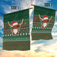 Scottish Christmas Garden Flag Highland Cattle-Xmas Tartan Stripes Style Green Color - Wonder Print Shop