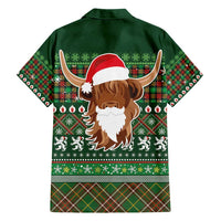 Scottish Christmas Hawaiian Shirt Highland Cattle-Xmas Tartan Stripes Style Green Color - Wonder Print Shop