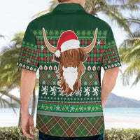 Scottish Christmas Hawaiian Shirt Highland Cattle-Xmas Tartan Stripes Style Green Color - Wonder Print Shop