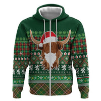 Scottish Christmas Hoodie Highland Cattle-Xmas Tartan Stripes Style Green Color - Wonder Print Shop