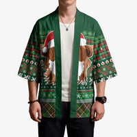 Scottish Christmas Kimono Highland Cattle-Xmas Tartan Stripes Style Green Color - Wonder Print Shop