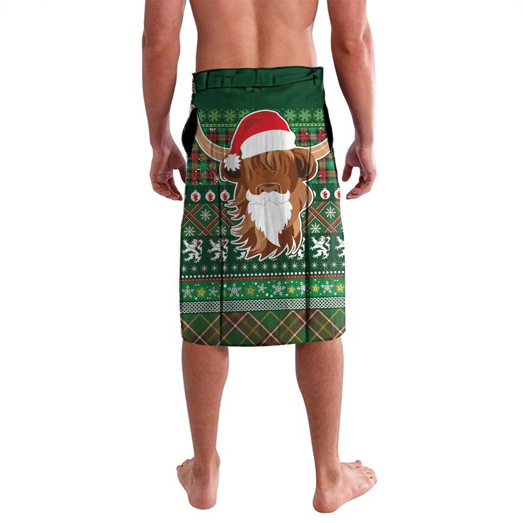 Scottish Christmas Lavalava Highland Cattle-Xmas Tartan Stripes Style Green Color - Wonder Print Shop
