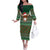 Scottish Christmas Off The Shoulder Long Sleeve Dress Highland Cattle-Xmas Tartan Stripes Style Green Color - Wonder Print Shop