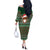 Scottish Christmas Off The Shoulder Long Sleeve Dress Highland Cattle-Xmas Tartan Stripes Style Green Color - Wonder Print Shop