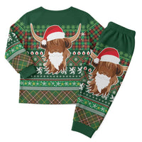 Scottish Christmas Pajama Set Highland Cattle-Xmas Tartan Stripes Style Green Color - Wonder Print Shop