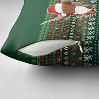Scottish Christmas Pillow Cover Highland Cattle-Xmas Tartan Stripes Style Green Color - Wonder Print Shop