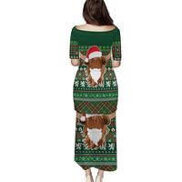 Scottish Christmas Puletasi Highland Cattle-Xmas Tartan Stripes Style Green Color - Wonder Print Shop