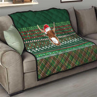 Scottish Christmas Quilt Highland Cattle-Xmas Tartan Stripes Style Green Color - Wonder Print Shop