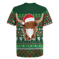 Scottish Christmas Rugby Jersey Highland Cattle-Xmas Tartan Stripes Style Green Color - Wonder Print Shop